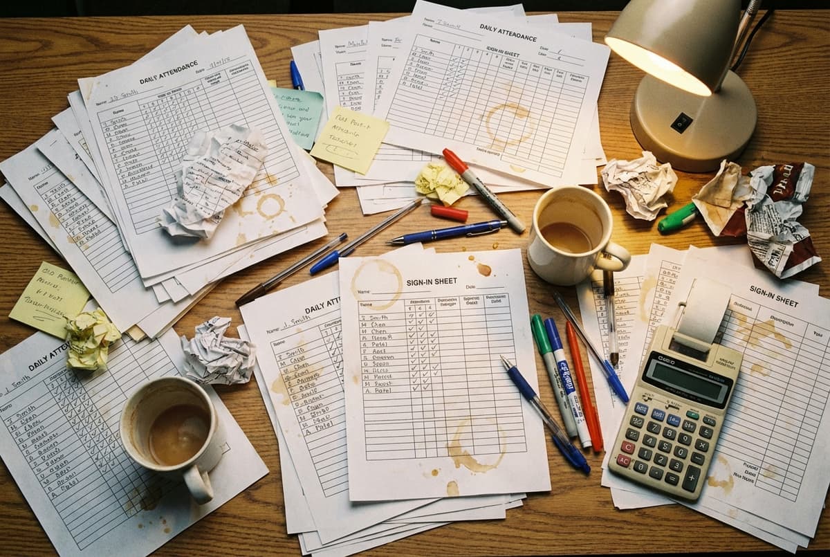 דפי נוכחות ידניים מבולגנים